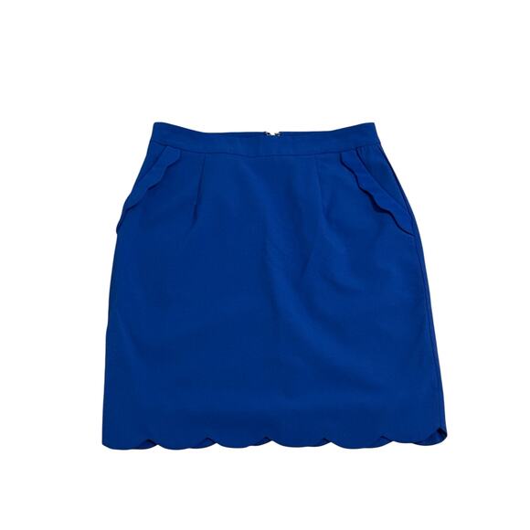 Brixon Ivy Women's Small Ivy Royal Blue Pockets Ruffle Short Pencil Skirt - Picture 3 of 9